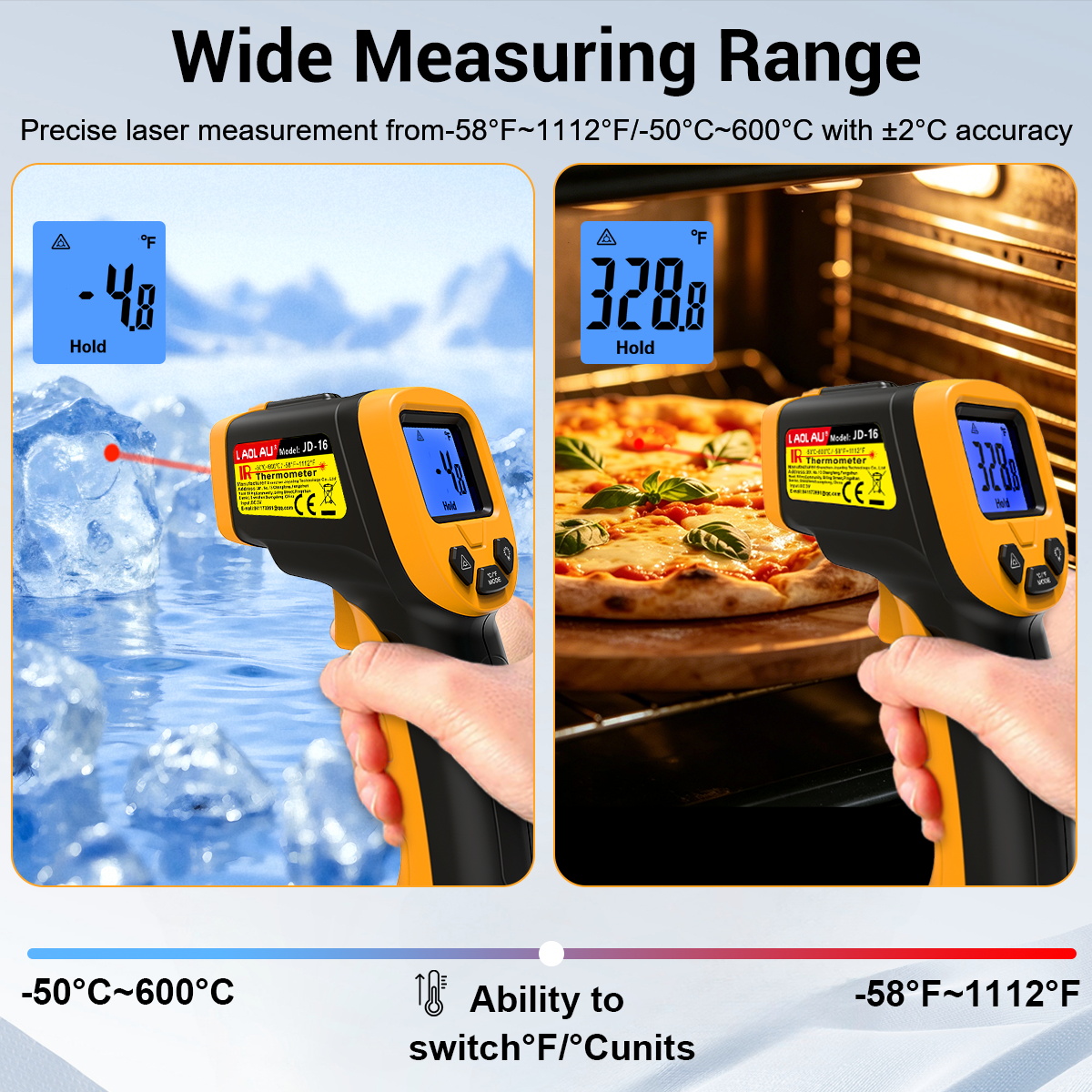LAOLAU JD 16 Infrared Thermome - Industrial Laser Temperature 评论和价格