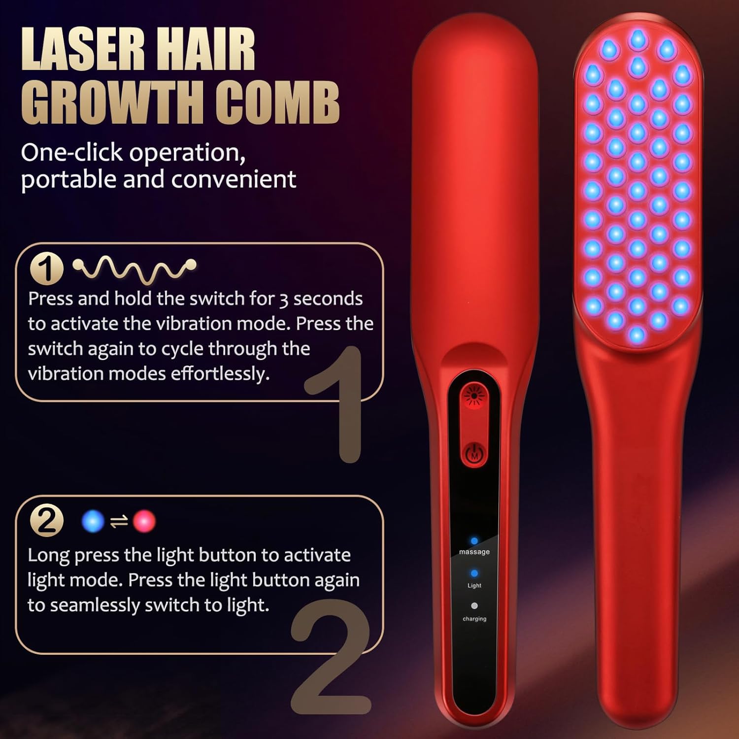 Laser Hair Growth Comb, Red Li - Industrial Laser Beam 评论和价格